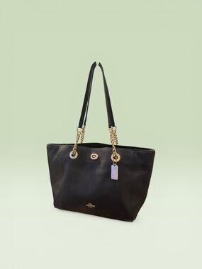 Coach Black Turnlock Chain Tote 27